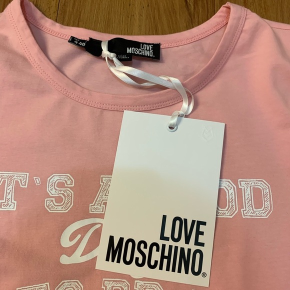 LOVE MOSCHINO "It's A Good Day" Pink T-Shirt - Picture 6 of 11